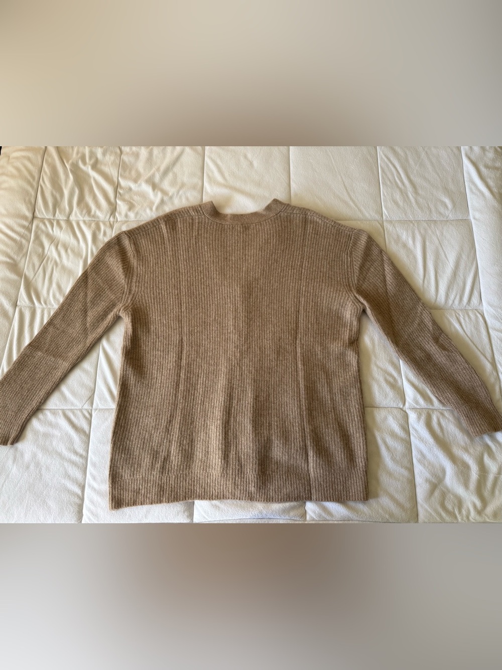 Quince Mongolian Cashmere Oversized Boyfriend Cardigan Sweater Oatmeal size L - Picture 14 of 16
